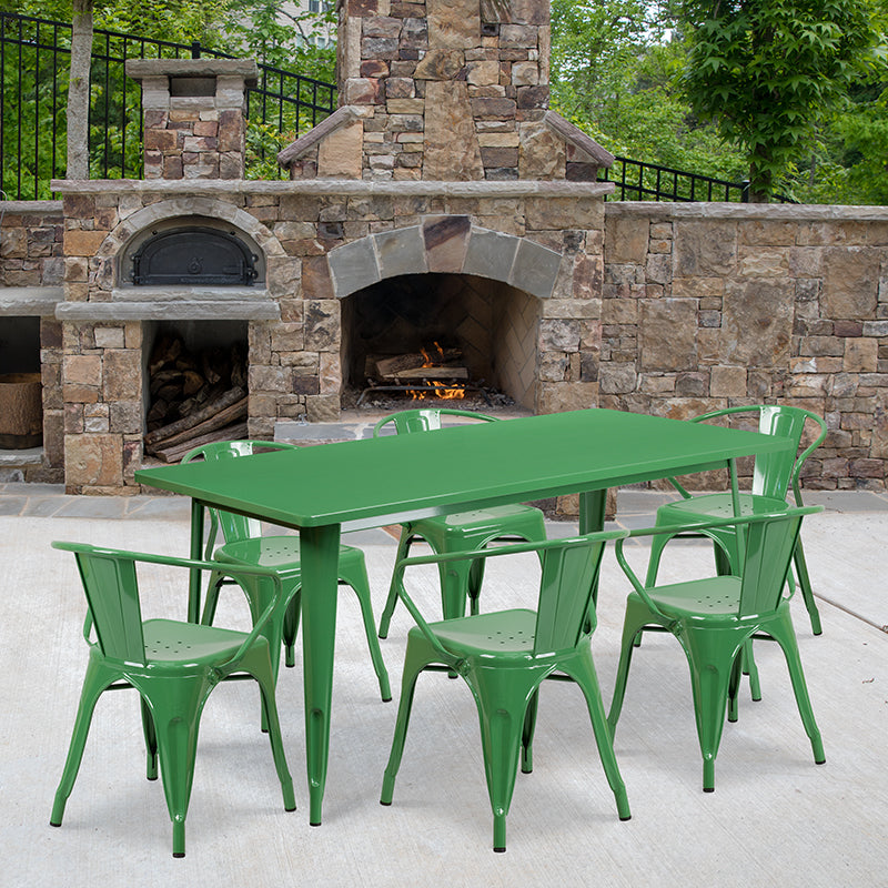 31.5x63 Green Metal Table Set