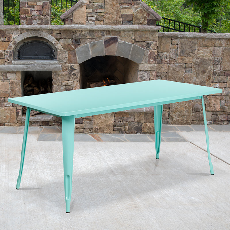 31.5x63 Mint Green Metal Table