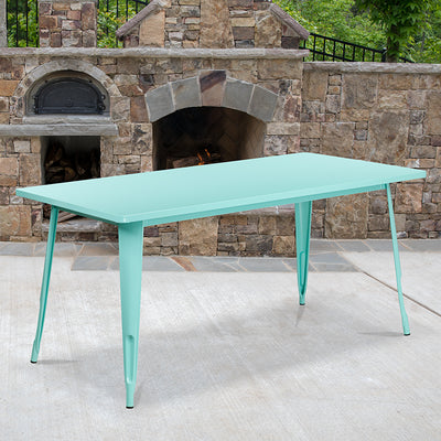 31.5x63 Mint Green Metal Table