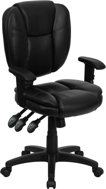 Black Mid-back Leather Chair