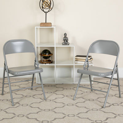 Gray Metal Folding Chair
