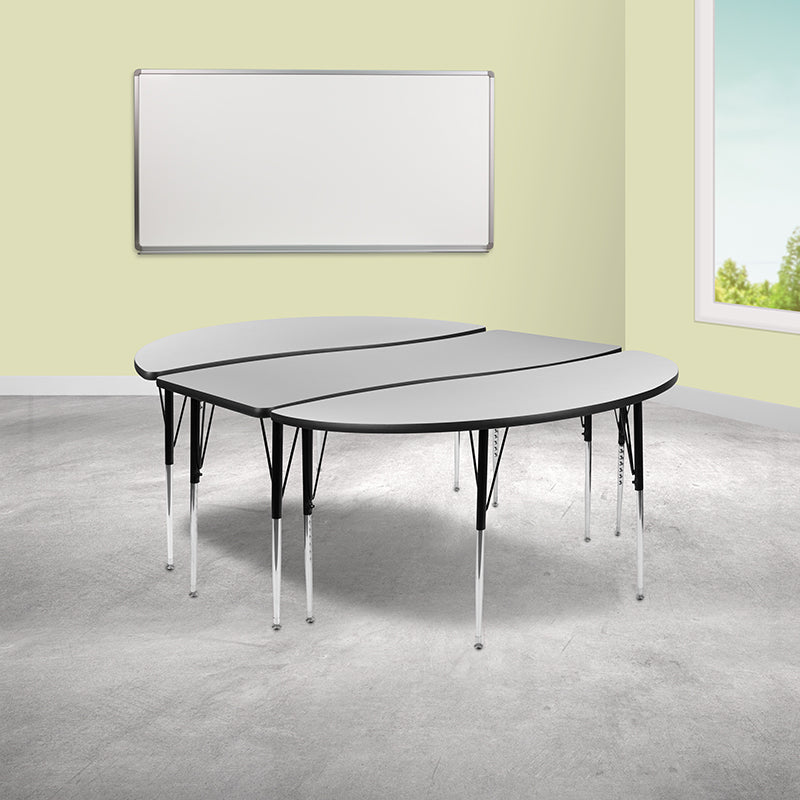 3pc 86" Oval Grey Table Set