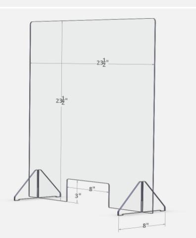 Sneeze Guard - Economy 24” x 24” Protective Freestanding Shield with Transaction Window - Miramar Office