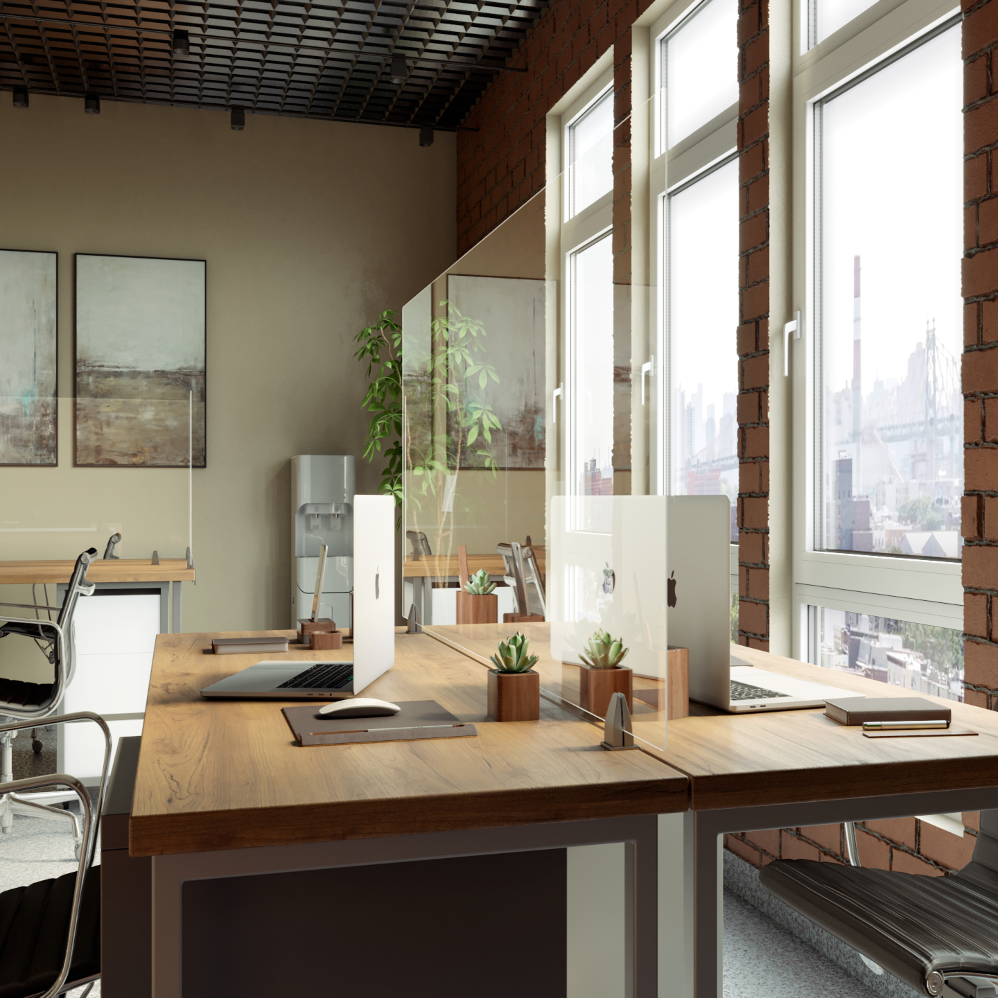 OBEX clear acrylic desk-mounted privacy screens