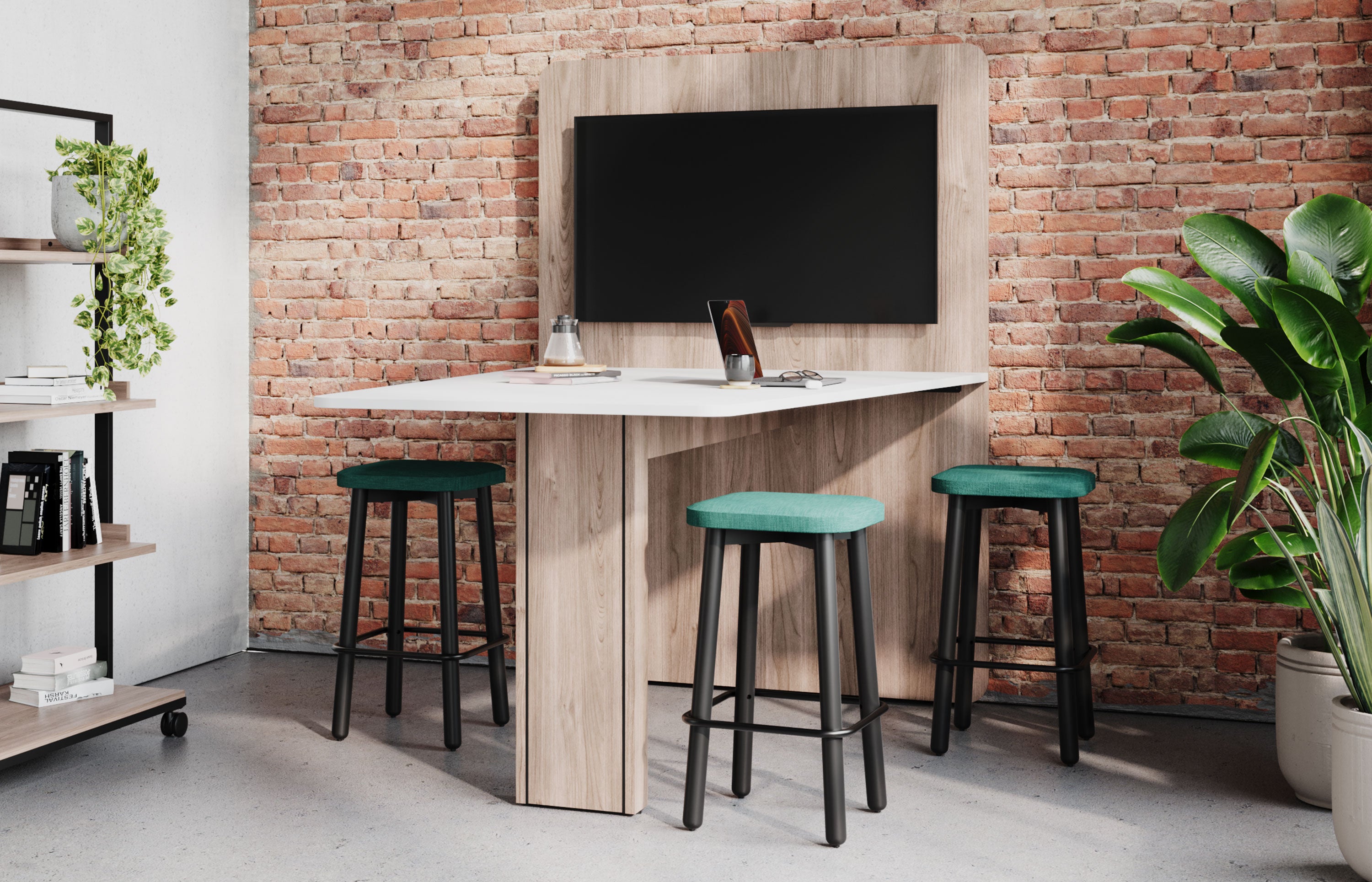 Indiana Furniture Catalyst meeting table in a media collaboration room