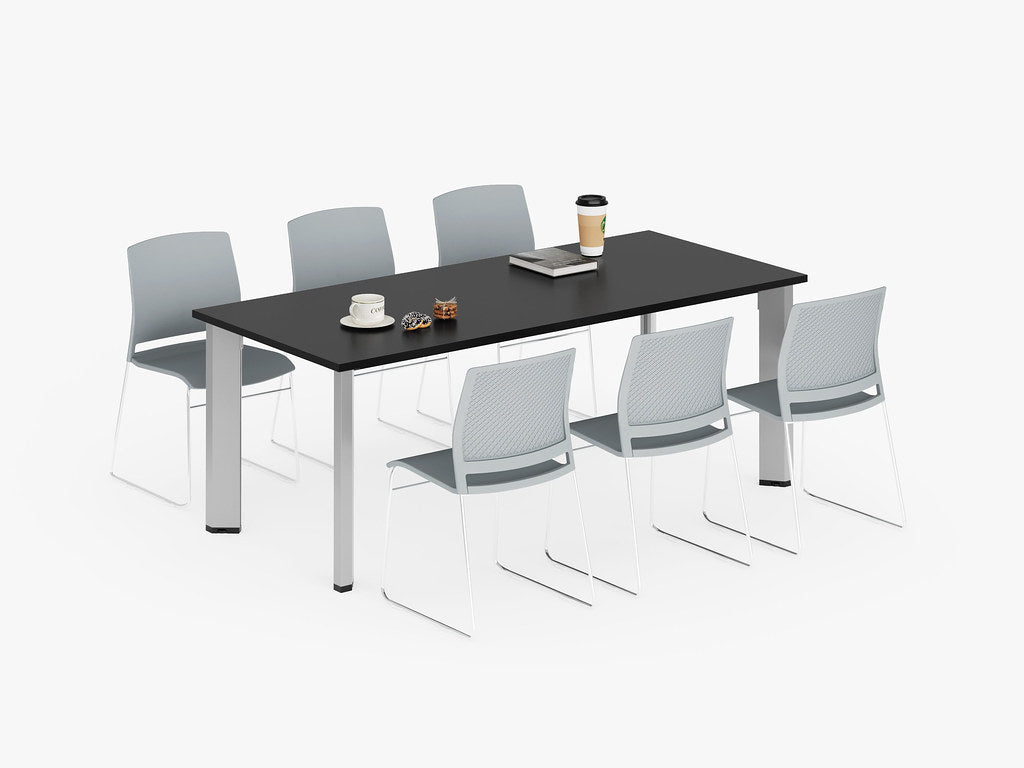 Friant Dash meeting table with stacking chairs