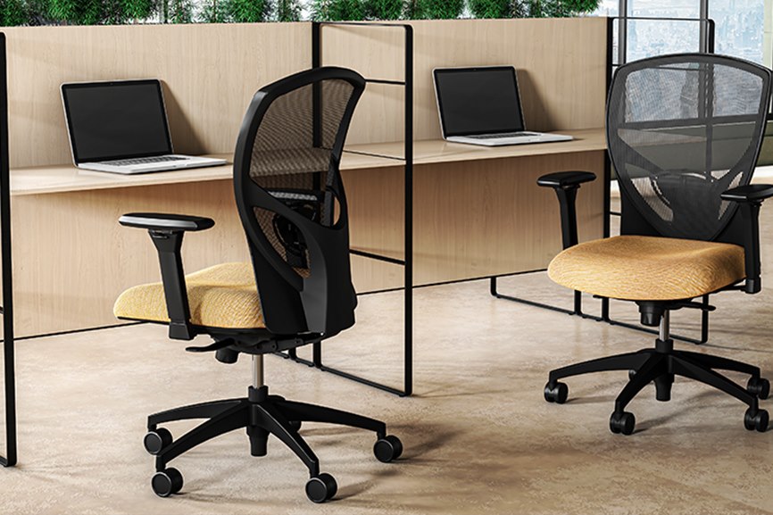 9to5 Theory mesh task chairs in a modern office