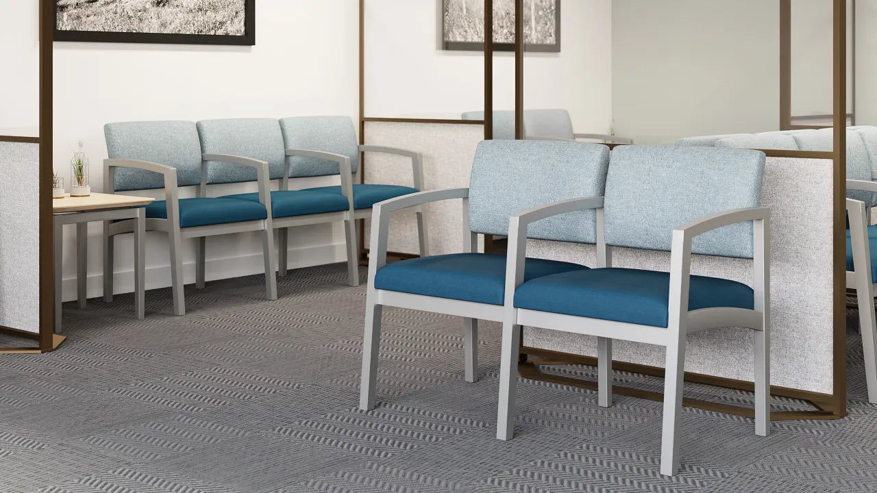 Lesro Lenox Steel reception seating in a waiting room