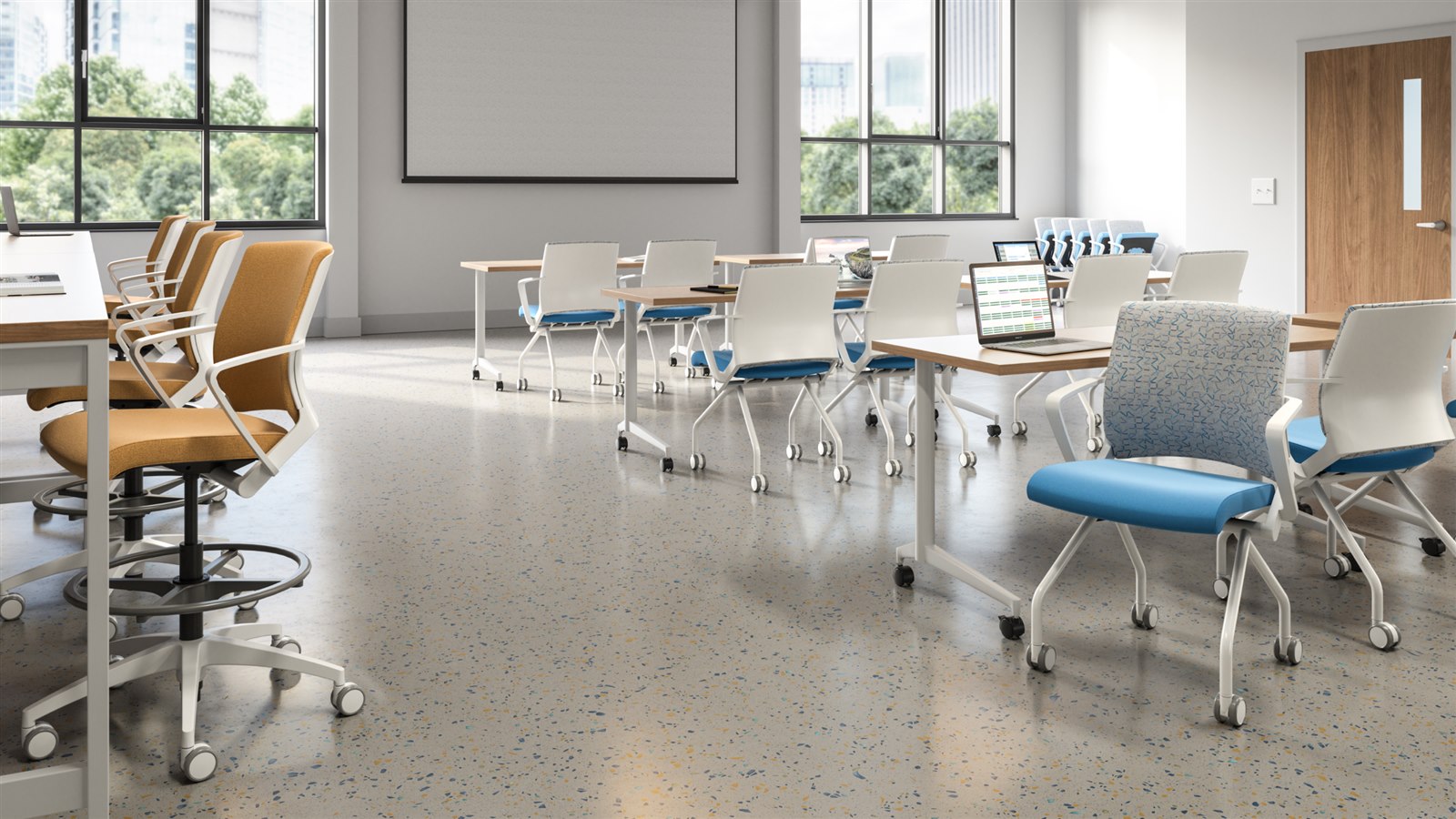 SitOnIt Movi Nester collaborative chairs in a training room
