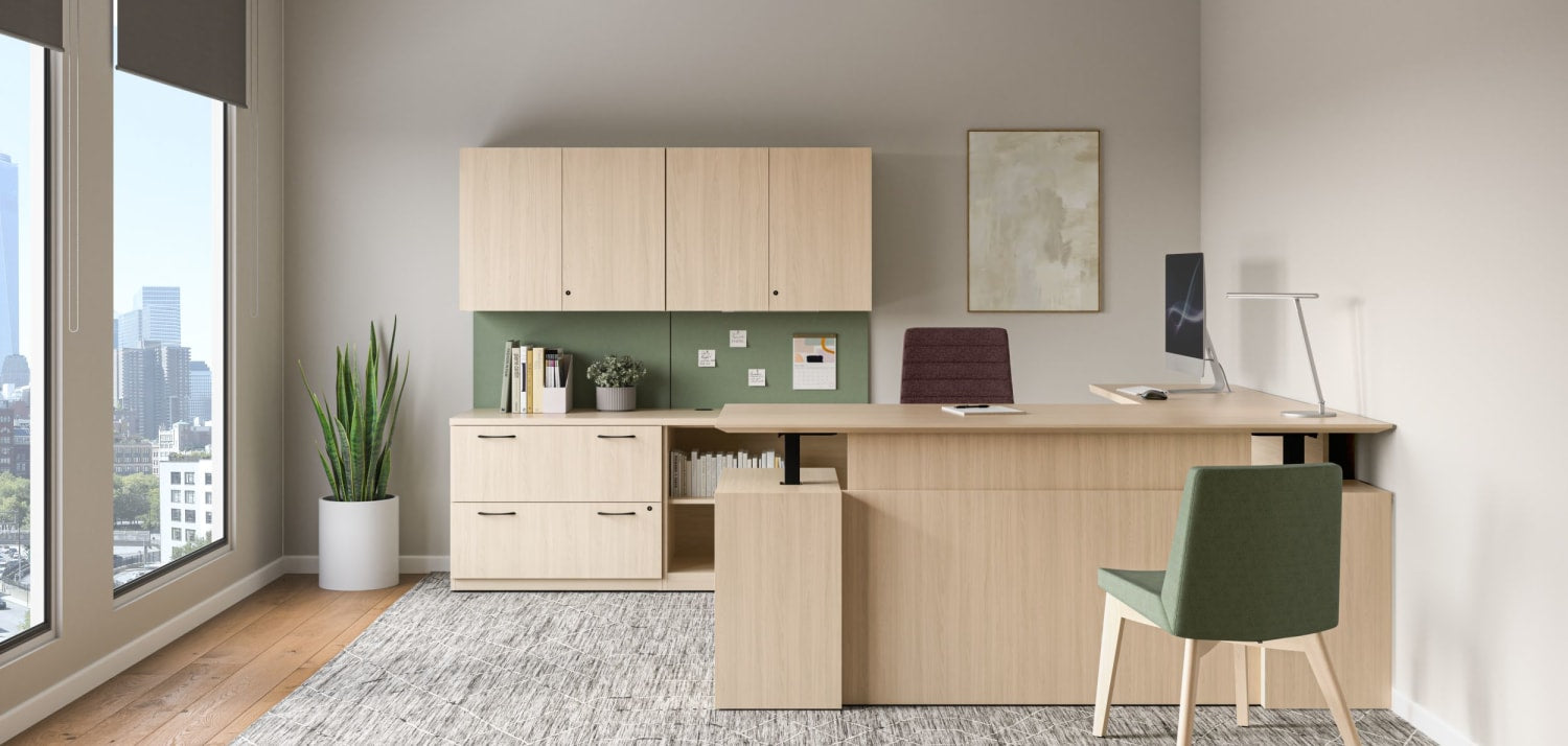 HON Concinnity private office furniture with seating and storage