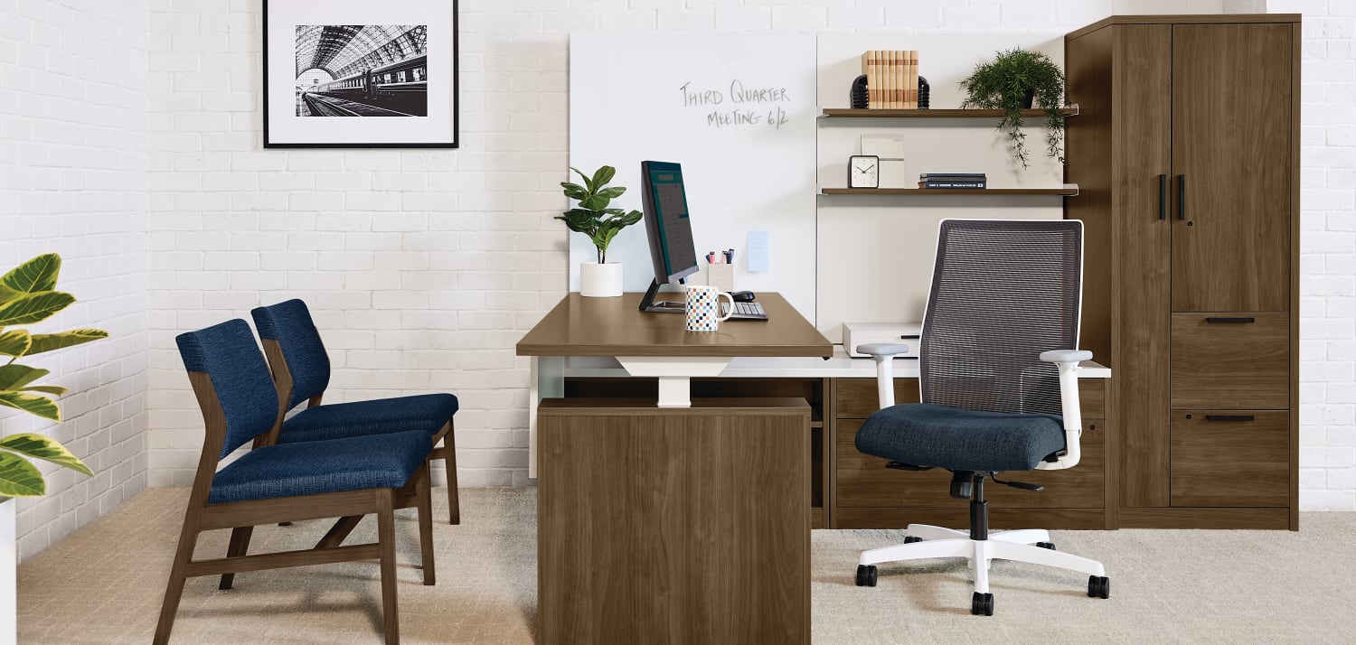 HON conference seating and table in a modern meeting room