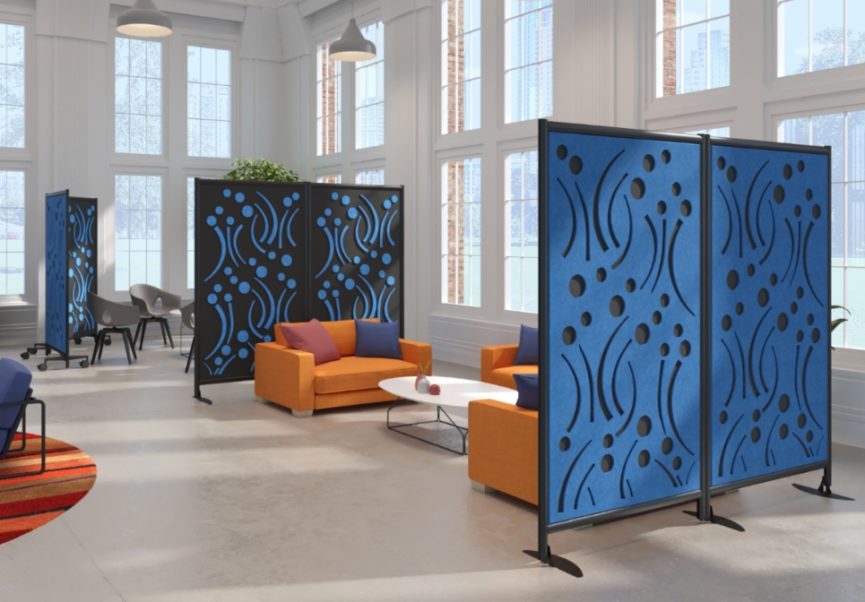 MergeWorks EchoLayer acoustic wall tiles in a commercial interior